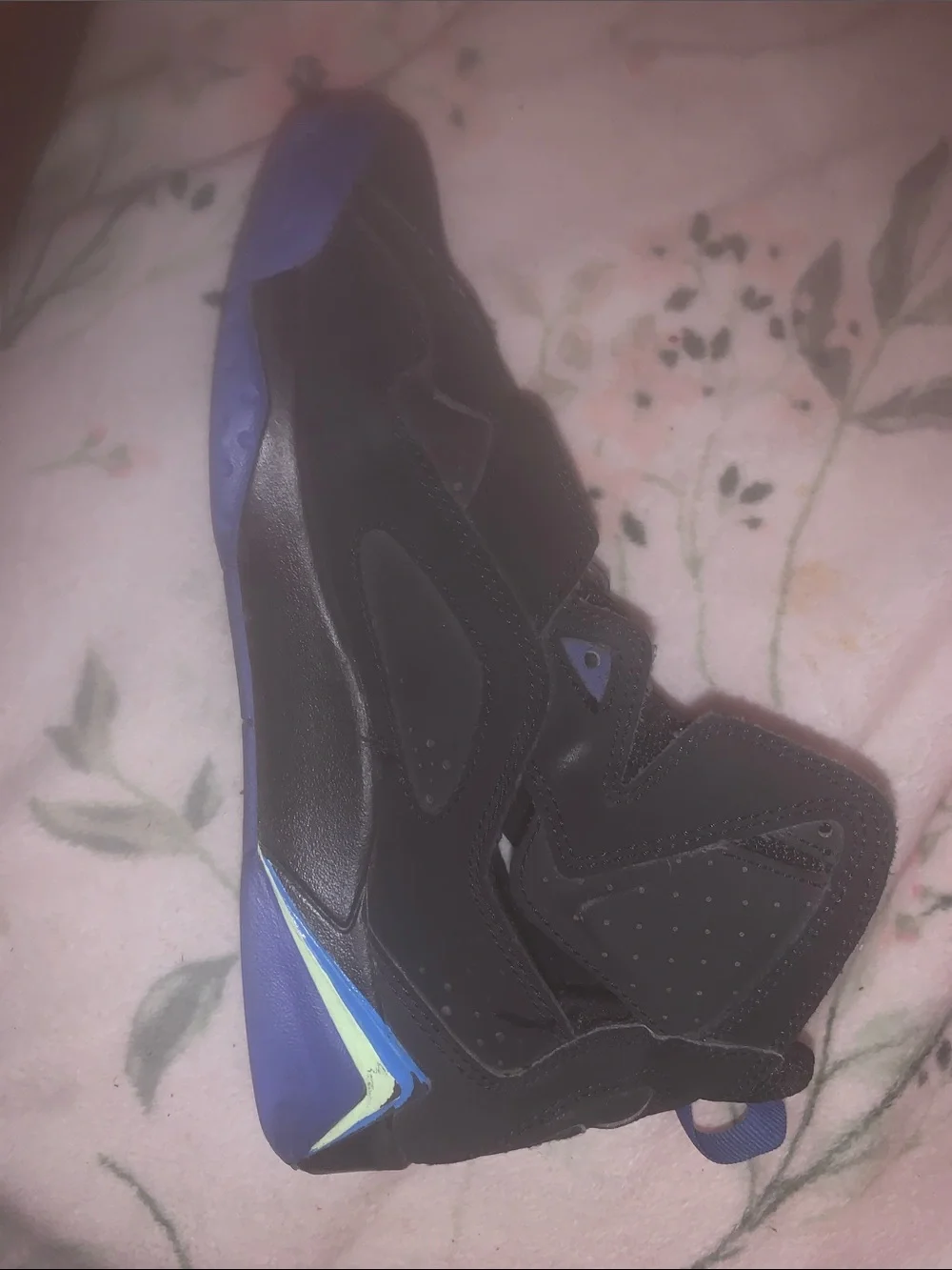 Jordan Black with Royal Blue and Neon Yellow Accents Retro Sneaker